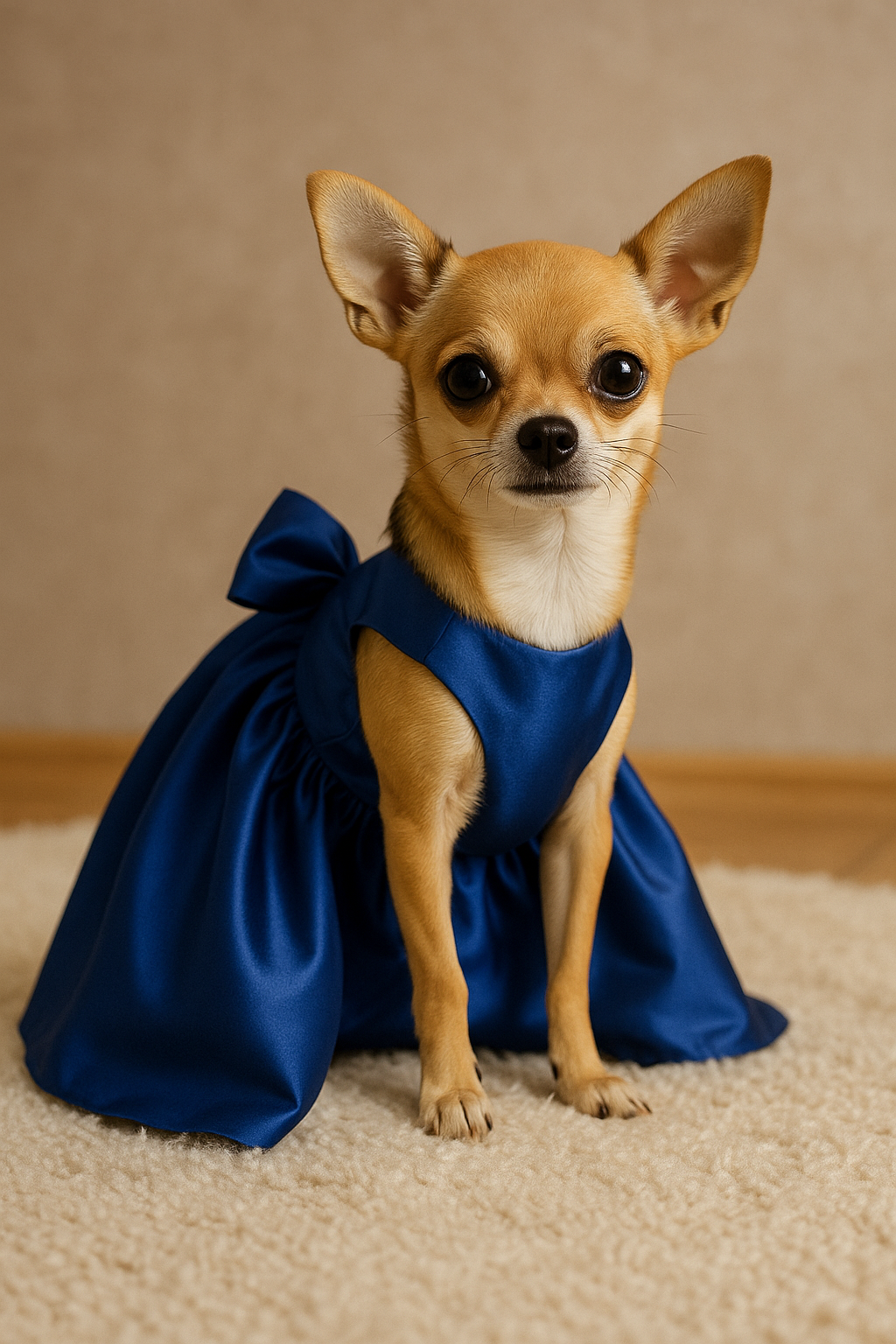 Chihuahua dresses 9 Blue Satin Chihuahua Gown